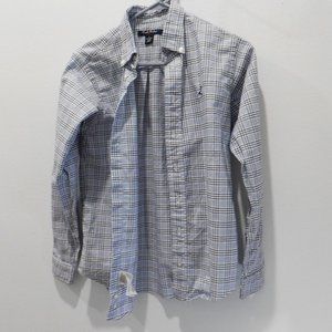 BROOKS BROTHERS Ladies Blue & White Tailored Fit Supima Cotton Blouse -Women's L